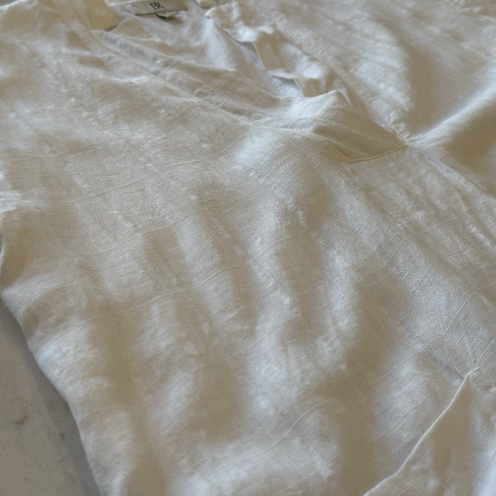 Banana Republic Laurel Linen Cotton Utility Dress V-neck Cover Up Medium White - Picture 12 of 12